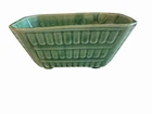 Vintage Brush McCoy Green Ribbed Rectangular Planter USA Mid Century 6.5”