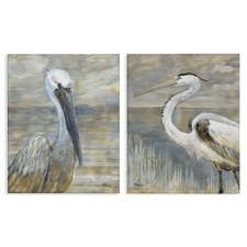 Stupell Industries Sea Birds Abstrakcja Plaża 2 szt. Zestaw Płótno Sztuka ścienna, Design b...