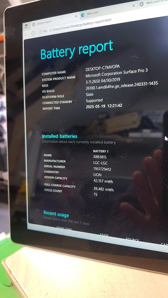 Microsoft 1631 Surface Pro 3 12" Laptop Intel Core i5-4300U 4GB 128GB SSD - Image 3 of 4