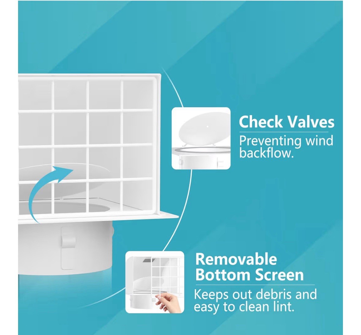 4 Inch Dryer Vent Cover Outside, HG Power Metal Exterior Vent Cover.