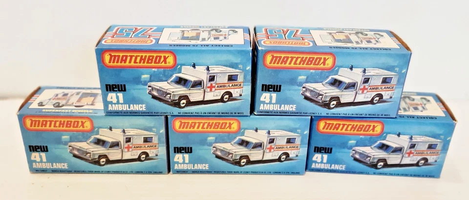 Matchbox Superfast No. 41 White Ambulance Red Cross Boxed NEW 1977 Lot of 5 - Image 2 of 4