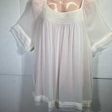 Banana Republic Women s Sz L NWOT Beautiful Cream Blouse Smocked Flutter Sleeve