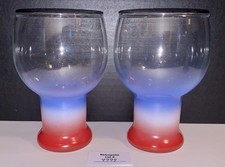 2 Federal Glass Red White and Blue Beer Glasses Tumblers MCM Vintage Rare