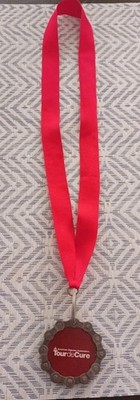 Tour-De-Cure Award Ribbon Medal Bicycle Chain Necklace 