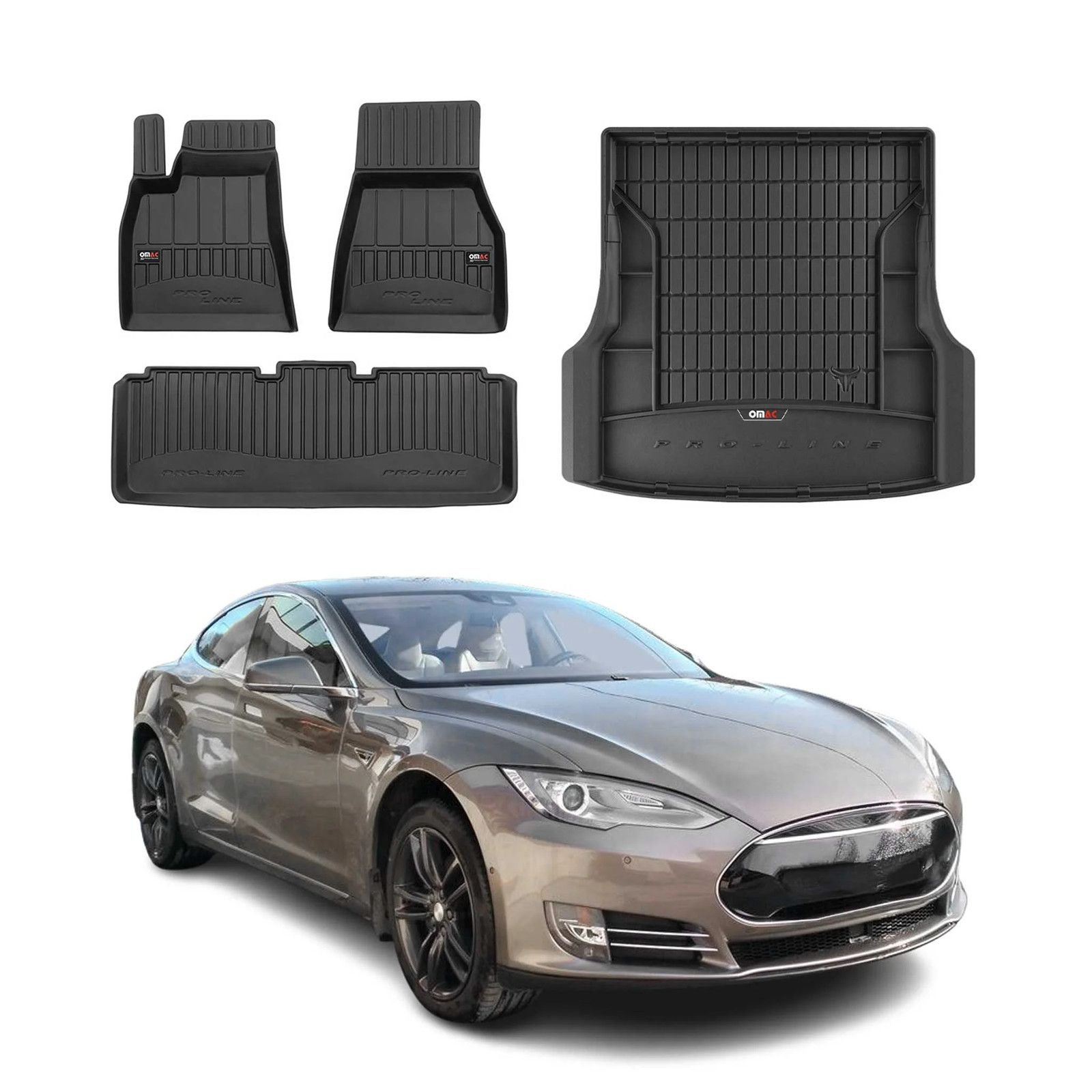 Kit tapis de sol automobile et coffre TPE noir pour berline électrique Tesla Model S
