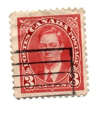 Canada 1937, King George VI, red stamp, three cents 3