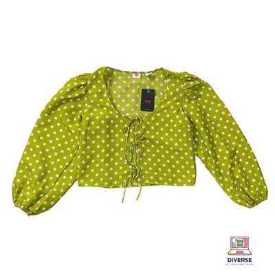 Levi's  puff sleeve floral Cropped Top blouse Pear Electric Green M