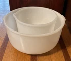 Vintage Sunbeam Mixmaster 2 Bowl Set Lg 19CJ Sm 20CJ Glasbake White Milk Glass