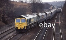 ORIGINAL 35mm RAILWAY SLIDE BR DIESEL 66543 AT CHESTERFIELD ON 28/1/02