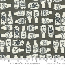 Farmstead Porcelain Mik bottles20904 16  charcoal  By the yard Moda cotton print