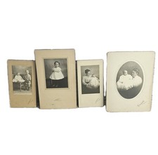 Antique Victorian Cabinet Card Photos Infant Baby Mother Child Portraits 4pc