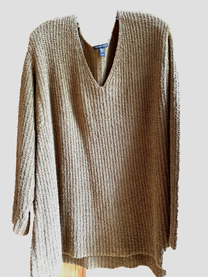 Eileen Fisher Gold Leaf Cotton Cashmere Blend V-Neck Sweater, size 2X