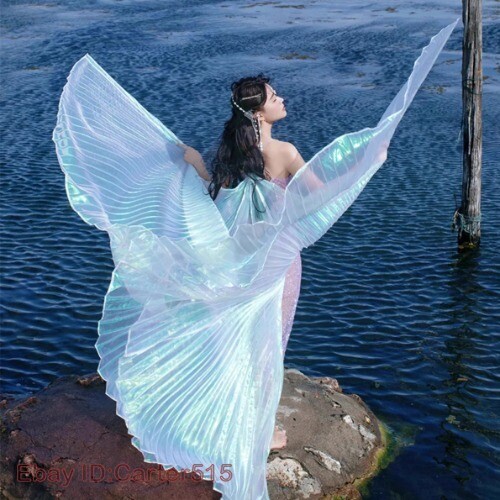 Transparent Iridescent Stage Egyptian Wings Belly Dance Isis Wings 300 Degrees - Picture 1 of 42