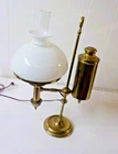 Antique Electrified Kerosene Student Desk Lamp Light Milk Glass Shade