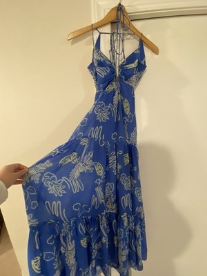 astr blue floral dress Florianne Floral Satin Maxi Dress main image 0
