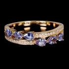 925 Sterling Silver Ring Pear Tanzanite 4x3mm Natural Gemstone Jewelry Size 9.5