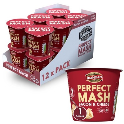 Idahoan Mashed Potato Pots Bacon and Cheese Dried Potato Mash Cooks in 1 minute