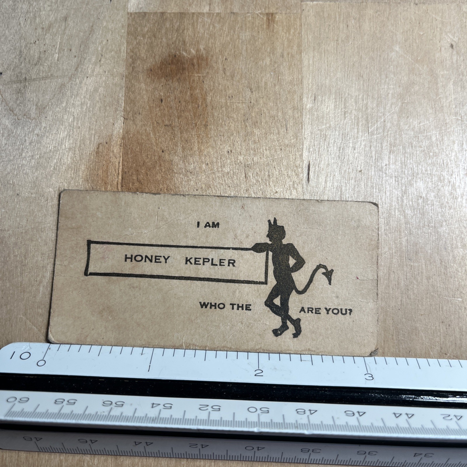 Antique Risqué Calling Card Devil Halloween "Who The Devil Are You?" -  A1