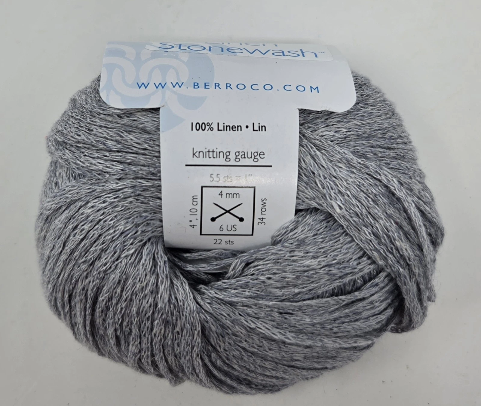 Berroco Yarn LINEN STONEWASH (Lot of 4) Color GLACIER - 100% Linen - NEW DISC image 3