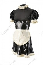 Latex Rubber Gummi Maid uniform Dress skirt one piece apron customized .4mm 036