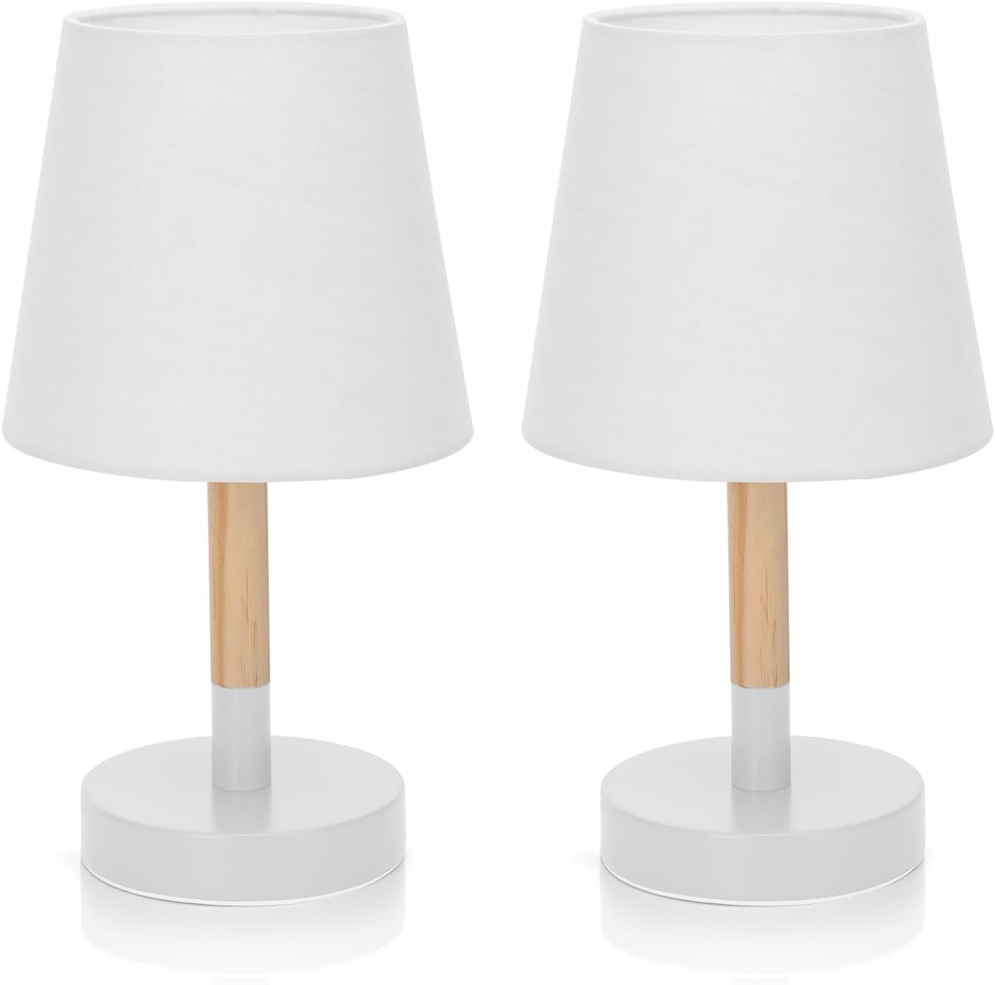Set 2 Lampade da Tavolo in Legno Naturale: Abat-jour E27 per Camera - 1