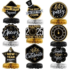 New Years Centerpieces for Tables - Pack of 9 | Table Decorations 2025 for Ha...