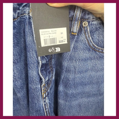 The Kooples Sz 32 Mens/Womens Ultra Dark Blue Button Fly Wide Bottom Jeans NWT - Picture 6 of 7