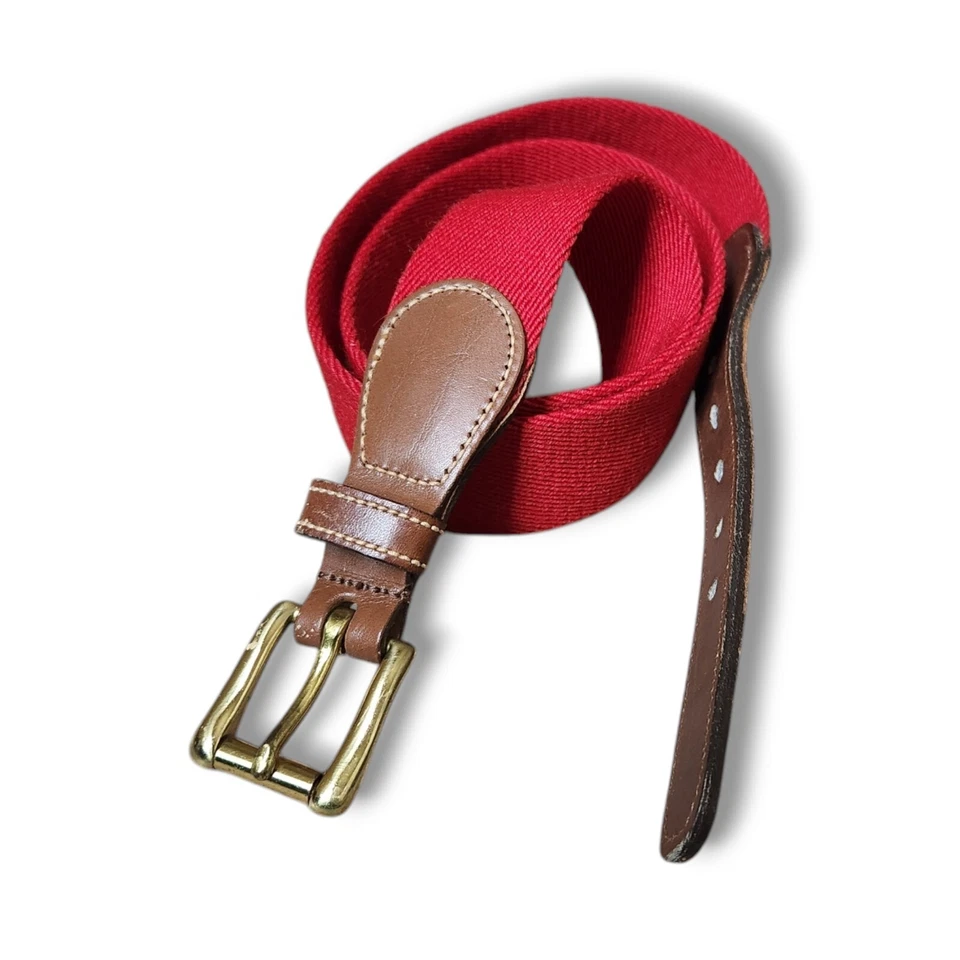 Cinturón Surcingle de Lana Roja Dooney & Bourke Cuero Marrón Latón Sólido Para Hombre Talla 34 Foto 3 de 4