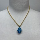 Stunning Natural Turquoise Pendant Necklace with Gold Tone Chain