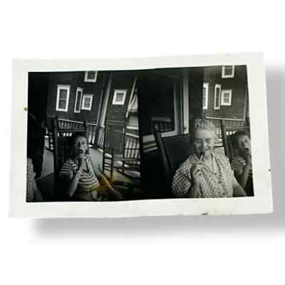 Grandmother and Grandson Enjoying a Lollipop Vintage Found Photo CBX