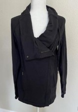 LULULEMON 6 black solid coast easy wrap french terry cocoon jacket