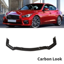 Carbon Look Front Bumper Lip Spoiler Splitter For Infiniti Q50 Sport 2014-2017