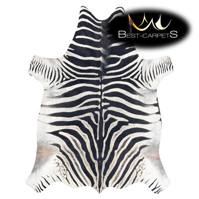 ERSTAUNLICHER künstlicher Rindslederteppich Tier Zebra bedruckt weiß schwarz große Teppich