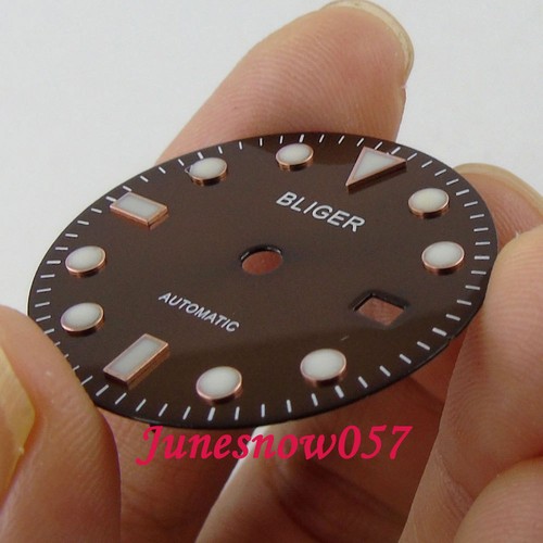 28.5mm Brown Dial Date Luminous Watch Dial fit DG2813 MIYOTA 8215 Movement - Picture 3 of 4