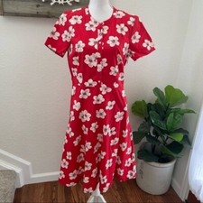 J. Crew factory red floral stretch cotton dress size 8