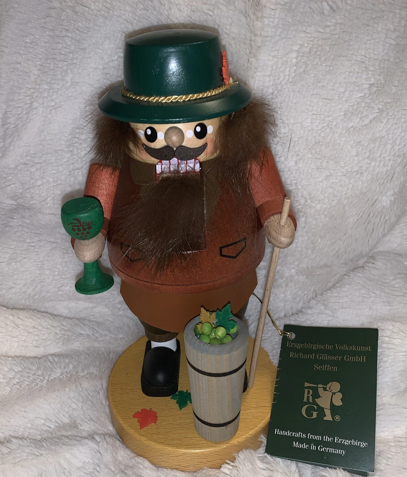 Richard Glasser Wooden Nutcracker Handcrafted in Germany WINEGROVER 8” NEW