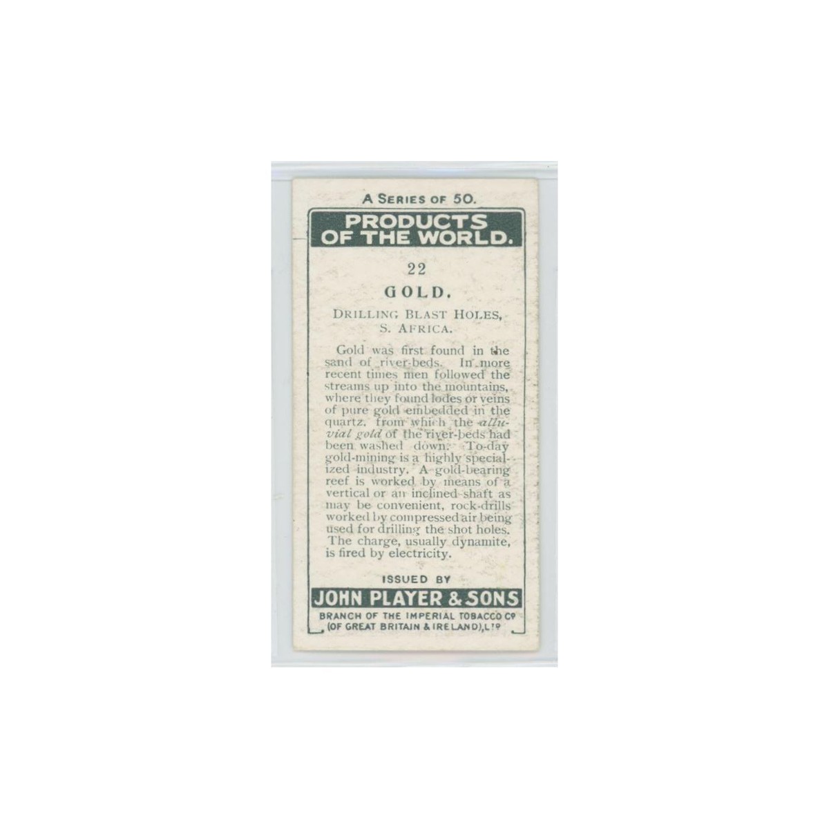 1928 Player's Cigarettes Products of the World Gold #22.0