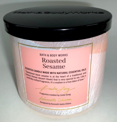 Bath & Body Works Roasted Sesame 3-wick Scented Candle w Essential Oils 14.5 oz