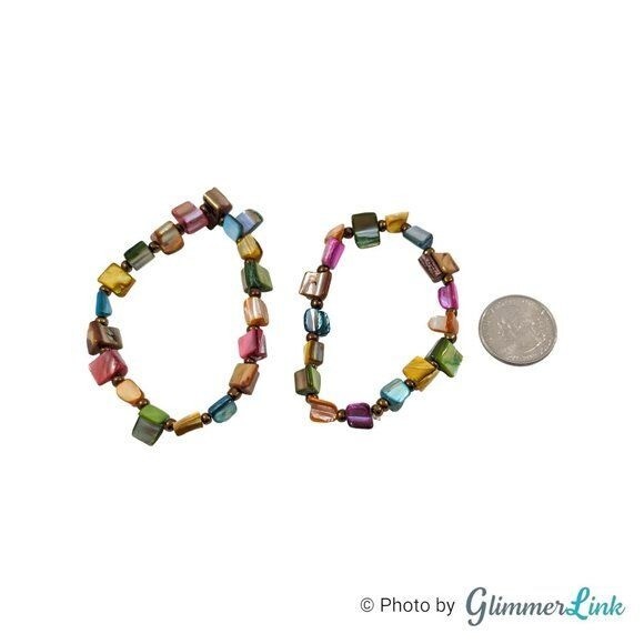 Multicolor Dyed Shell Bead Stretch Bracelets Set … - image 4