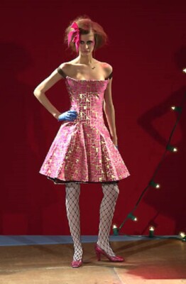 christian lacroix pink dress Christian Lacroix Spring 2007 Haute Couture Red and Pink Appliqu Gown at 1stDibs