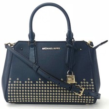 NWT MICHAEL KORS HAYES Medium Leather Messenger Bag, Blue