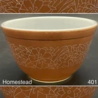 Pyrex 401 White on Brown Woodland Mixing Nesting Bowl 1978-83 Made in USA 1.5pt
