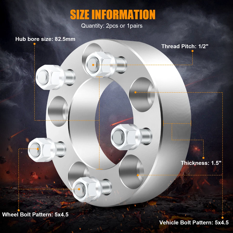 2 X 1,5 дюйма 5x4,5 1/2 дюйма для 2016 Ford Explorer 2,3 л 3,5 л кромка 2,0 л 3,5 л прокладка для колес - Изображение 3 из 4