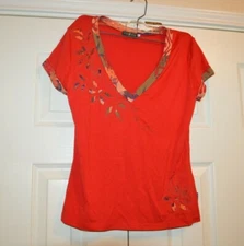 Vintage VANGO PARIS Multi Color Top Shirt blouse  Size 3 Red