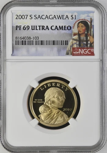 2007 S Sacagawea Dollar $1 NGC PF69 Ultra Cameo Portrait Label