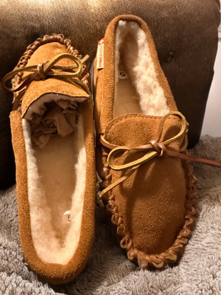 Alpine Swiss Sabine Mujer Gamuza Piel de Oveja Mocasín Zapatillas Casa Zapatos Sin Cordones Foto 3 de 4