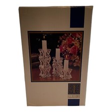 Full Lead Crystal Illusions Glistening Star Stackable Candle Holders Made In USA