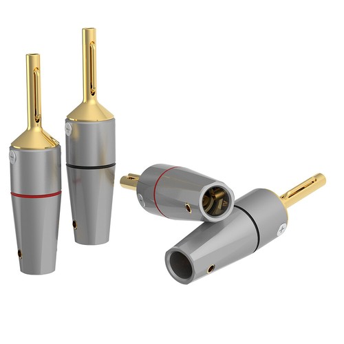Pair 99.998% Pure Copper 4N Banana Connectors HiFi Audio Plug Cable Adapters DIY - Picture 19 of 28