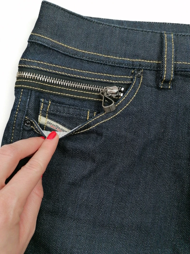 DIESEL Y2K 2000s Denim Cintura Baja Midi Falda Denim Oscuro Abertura Trasera Falda Larga Media Foto 4 de 4