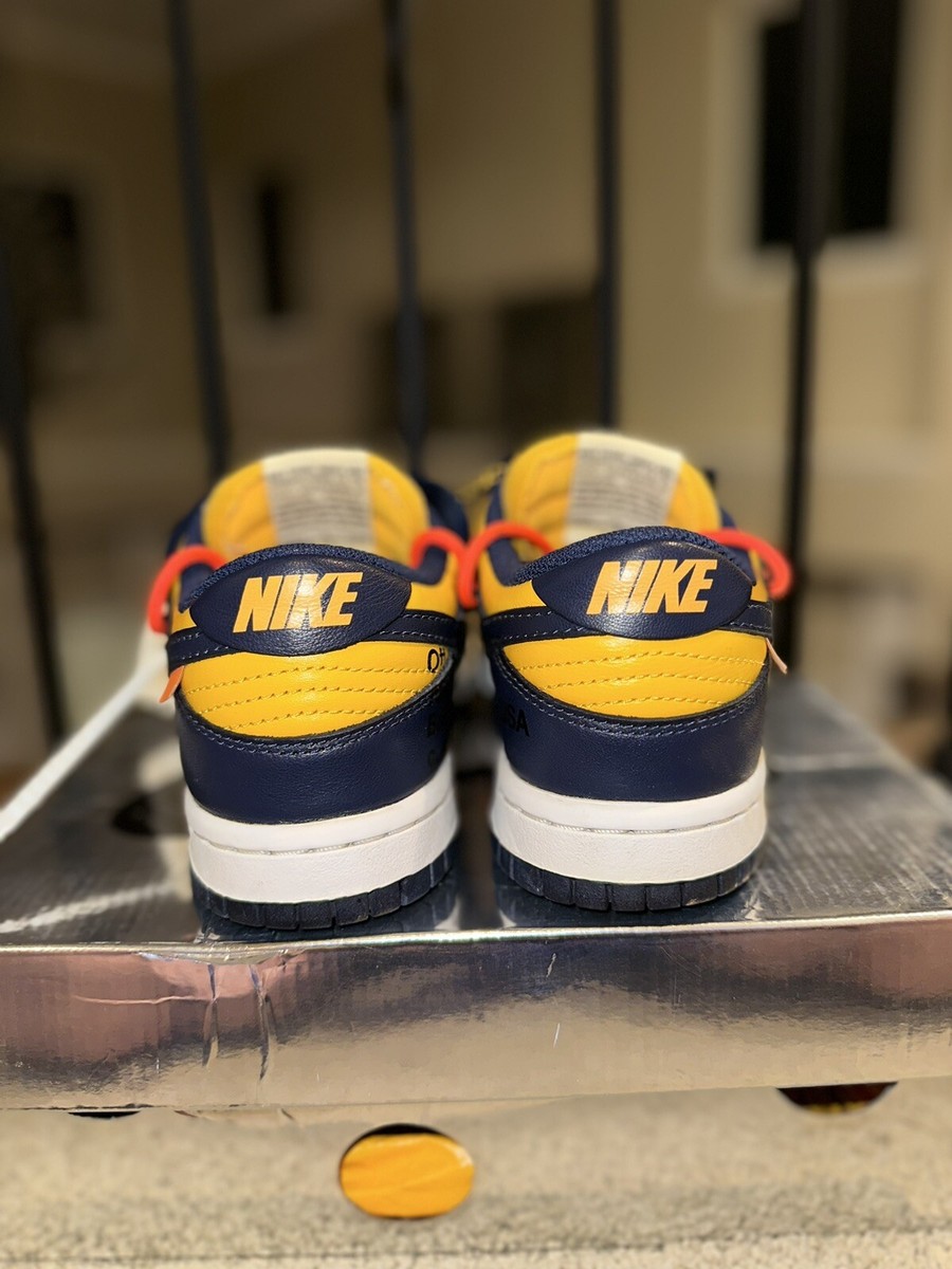 Nike Dunk Low X Off White Michigan Blue Yellow Men's Sz 4 Nike Dunk Low X Off White Michigan Blue Yellow Men's Sz 4